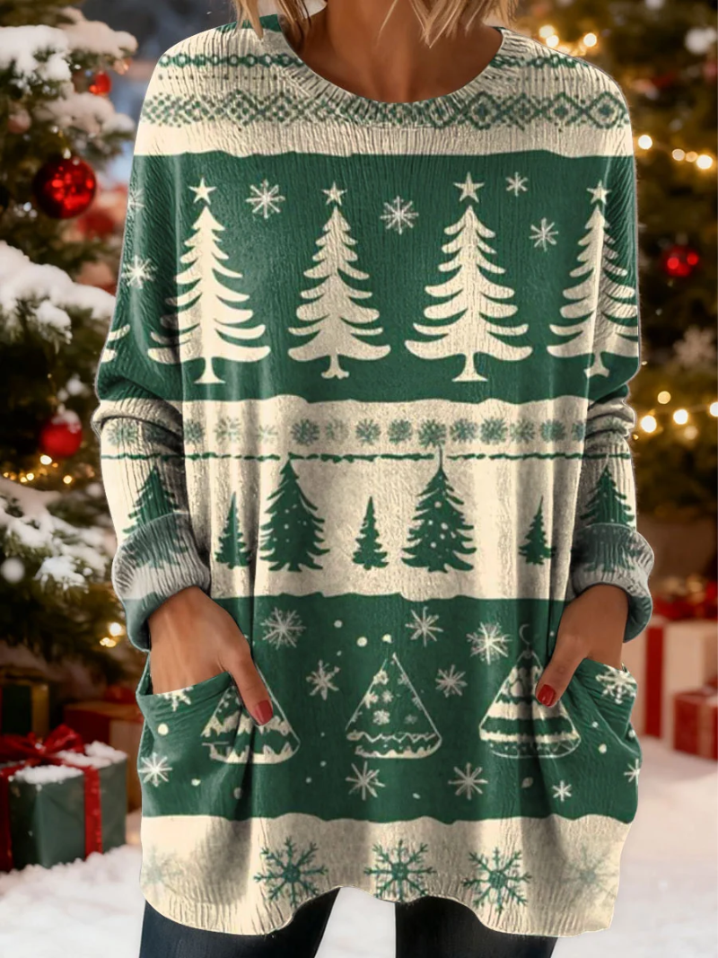 Mara – Kersttrui met dennenboommotief