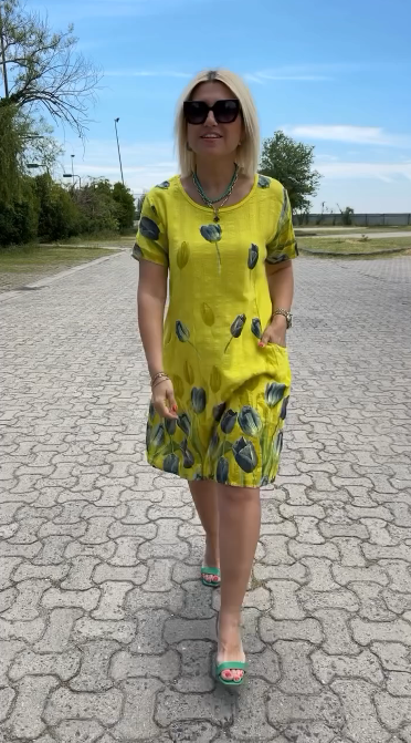 Neya™ - Zomerjurk met ronde hals en mooie print