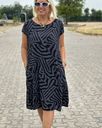 Nelia™ - Zomerjurk met ronde hals en mooie print