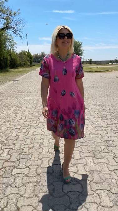 Neya™ - Zomerjurk met ronde hals en mooie print