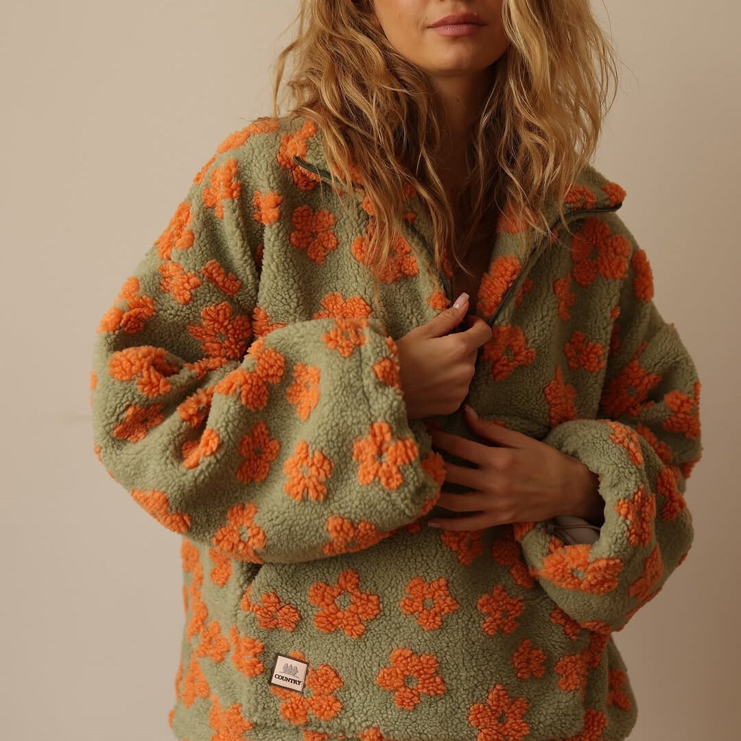 Daisy | Sherpa Boho Bloemen Trui