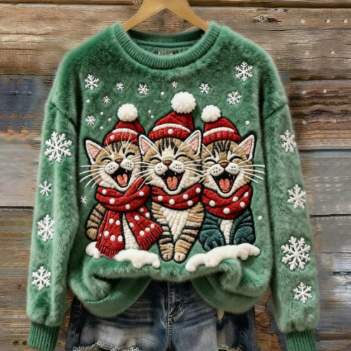 Saar – Trui met katten in kerstsfeer