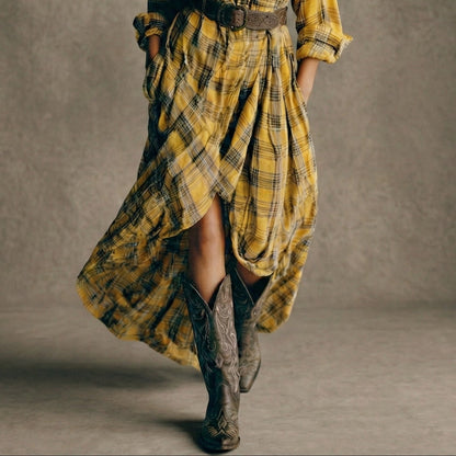 Abril | Geruite overhemdjurk met riem