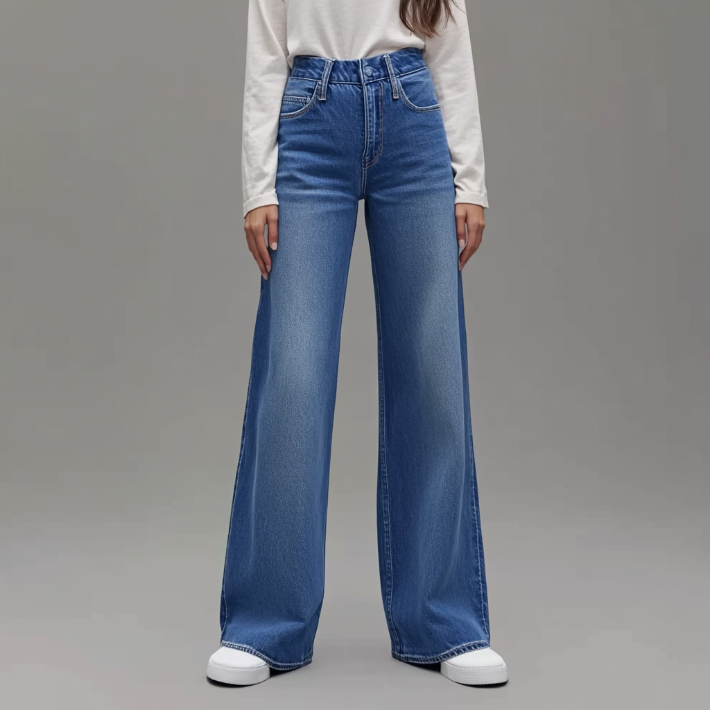 Laluna® | Blauwe Damesbroek Wide Leg