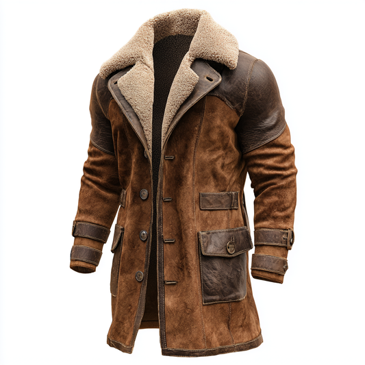 Vintage Bruine Leren Jas met Shearling
