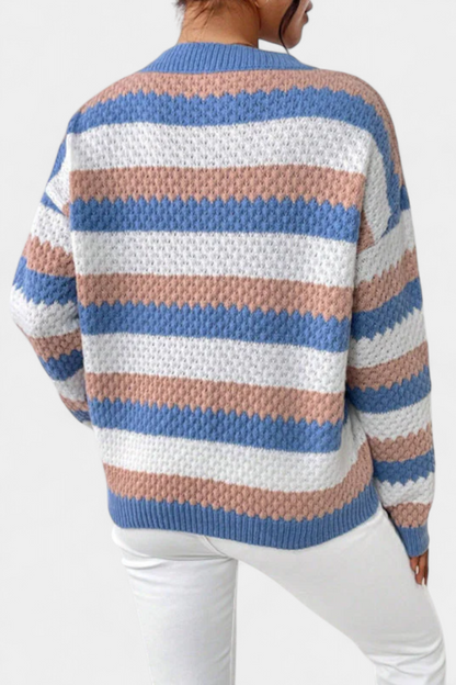 Kristen | Jersey Oversized met Ronde Halslijn en Strepen