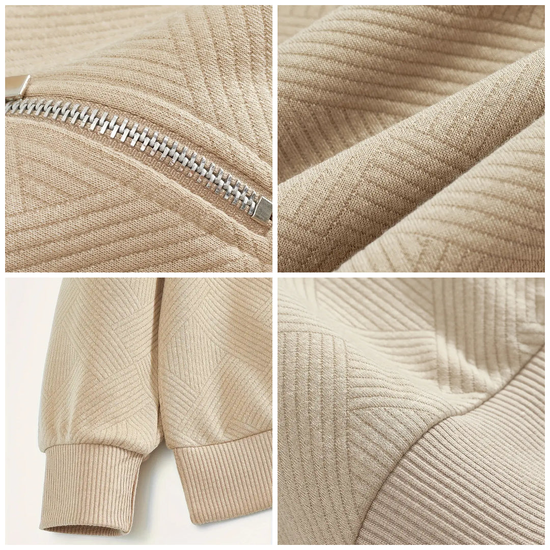 James™ - Vintage Geometrisch Ontwerp Sweater Met Rits